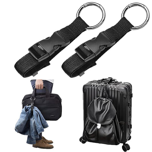 2 Pack Luggage Straps - Adjustable Suitcase Belts Luggage Connector Straps - Travel Accessories Jacket Gripper Arm Saver Easy to Carry Extra Bags (Black) - color: Black