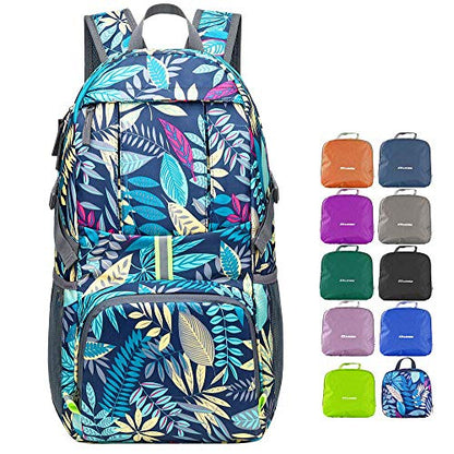 35L Lightweight Packable Backpack Waterproof Durable Hiking Travel Backpack Daypack - color: Blue-leaf