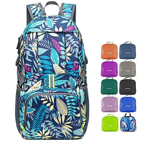 35L Lightweight Packable Backpack Waterproof Durable Hiking Travel Backpack Daypack - color: Blue-leaf