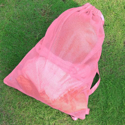 NATURAL STYLE 2 Packs Swim Bag Mesh Drawstring Backpack Oversized 18" x 26", Large Mesh Drawstring Backpack - color: Pink