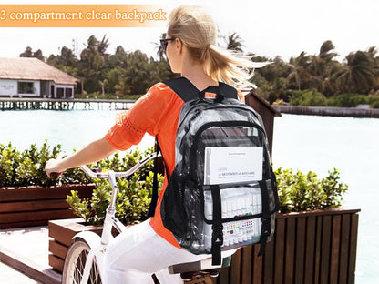 Clear Backpack, Large Clear Bag Stadium Heavy Duty PVC Transparent See Through Backpacks for Boys Girls, College, Work, Purple - color: Purple