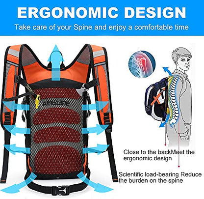 INOXTO Hydration Pack Backpack，18L Hydration Pack Lightweight Water Backpack with 2L Water Bladder Bag Daypack for Hiking Running Cycling Camping Hunting for Women Men