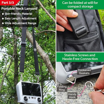 Arzroic RC 2 Protective Sun Hood Kit with Screen Protector & Neck Lanyard for DJI Mini 5 Pro/Avata 360/Mini 4 Pro/Mavic 4 Pro/Flip/Air 3S/Air 3 Accessories - style: Sun Hood + Screen Protector + Lanyard