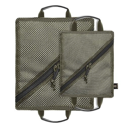 PETAC GEAR Tactical Storage Mesh Pouch Set,Insert Modular Utility Admin Pockets,Travel Organizer EDC Bag - color: Ranger Green -BK