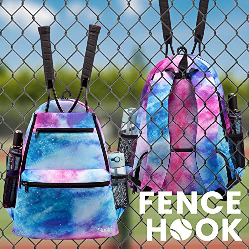 Sucipi Tennis Bag Professional Tennis Backpack for Men and Women Racket Bags Holds 2 Rackets with Ventilated Shoe Compartment - color: Starry Sky