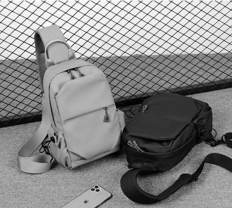 Waterproof Polyester Slim Unisex Crossbody Sling Bag Chest Backpack Men's Shoulder Bag, Leisure Travel Handbag, Hard Shell Anti-Theft Chest Bag, Chest Bag - Black, 30.5 cm, Retro - color: Chest Bag - Black
