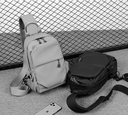 Waterproof Polyester Slim Unisex Crossbody Sling Bag Chest Backpack Men's Shoulder Bag, Leisure Travel Handbag, Hard Shell Anti-Theft Chest Bag, Chest Bag - Black, 30.5 cm, Retro - color: Chest Bag - Black