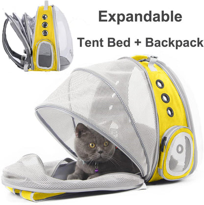 Back Extension Cat Travel Carrier Backpack (Yellow, Clear Window) - color: Yellow