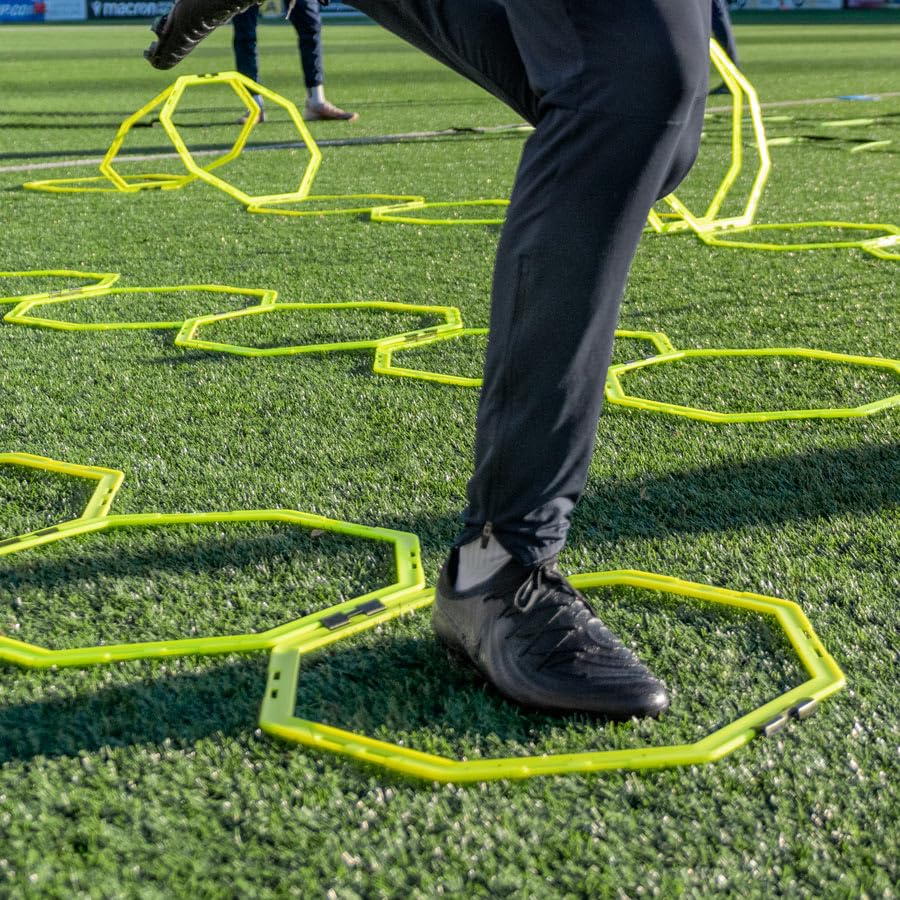 FORZA Agility Training Octa Rings [Pack of 6] | Soccer Training Equipment | Multi-Sport Agility Ring Set | Speed Training Equipment | Sports Equipment - color: Fluro Yellow
