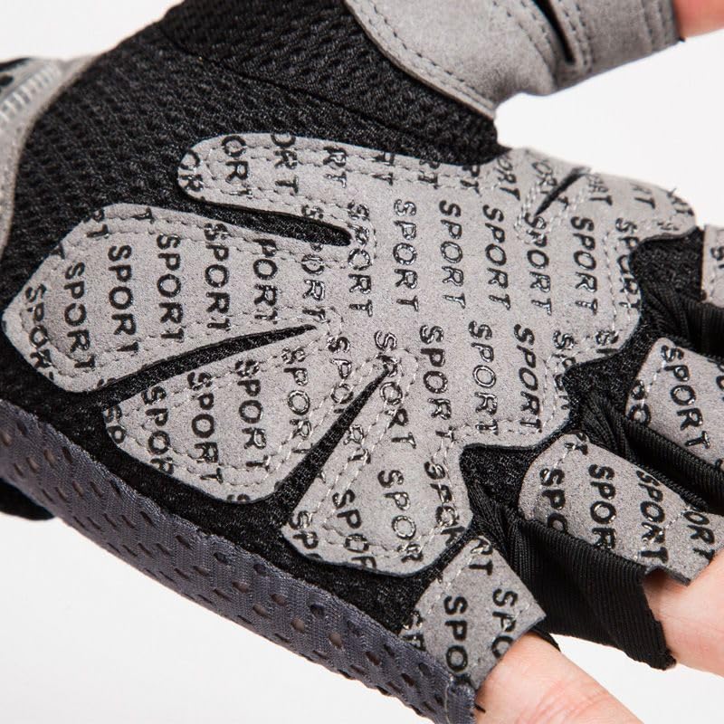 Mealah Men & Women Breathable Workout-Glove - UV Protection Fingerless Gym Gloves for Fitness Rowing Cycling - color: Black with PU