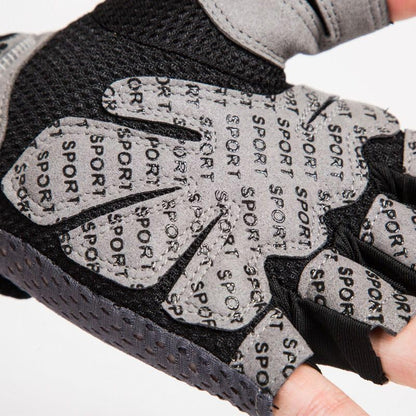 Mealah Men & Women Breathable Workout-Glove - UV Protection Fingerless Gym Gloves for Fitness Rowing Cycling - color: Black with PU