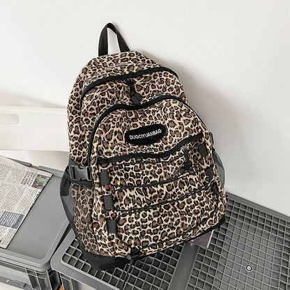 Fashion Cheetah Backpack Shoulder Bag, Trendy y2k Design Daypack Bookbag Leopard Print Coquette Purse Women Men Daily - color: Cocoa Brown