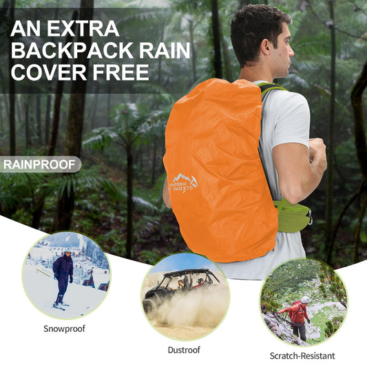 IX INOXTO Hiking Backpack, 26L/40L Waterproof Hiking Daypack with 3L Water Bladder and Rain Cover, Lightweight Travel Camping Backpack for Men Women (Fruit Green) - color: Fruit Green