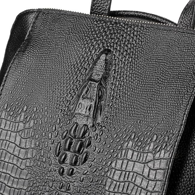 zency 100% Genuine Leather Knapsack Ladies Alligator Pattern Women Backpack For Work Laptop (black) - color: Black