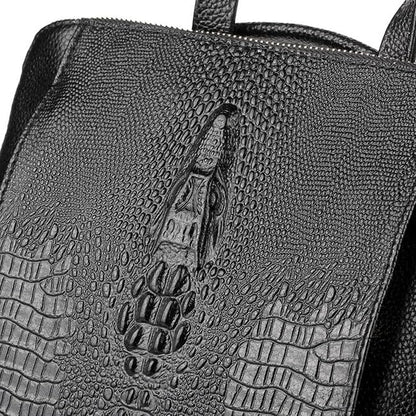 zency 100% Genuine Leather Knapsack Ladies Alligator Pattern Women Backpack For Work Laptop (black) - color: Black