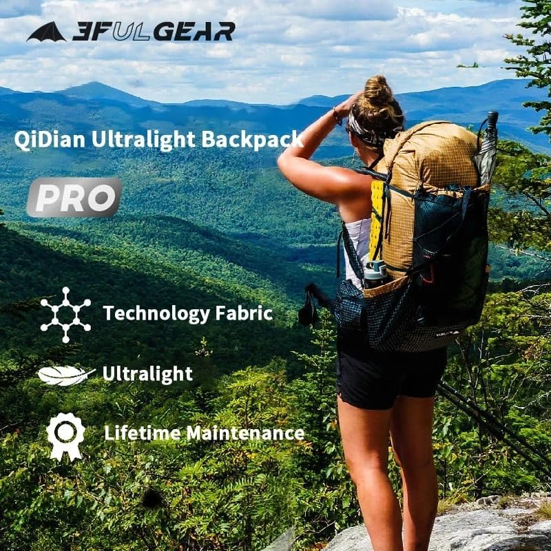 3F UL GEAR QiDian Pro UL 46+10L Backpack Outdoor Climbing Bag Camping Hiking Bags UHMWPE ultralight (Yellow) - color: Yellow