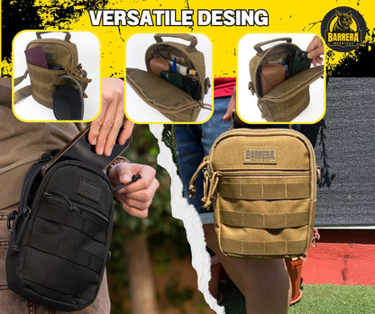 Tactical Sling Bag, EDC Sling Backpack with MOLLE, Small Military Crossbody Tactical Pack, Compact Everyday Carry Bag for Travel, Hiking, Outdoor, Water Resistant (Coyote Brown) - color: Coyote Brown