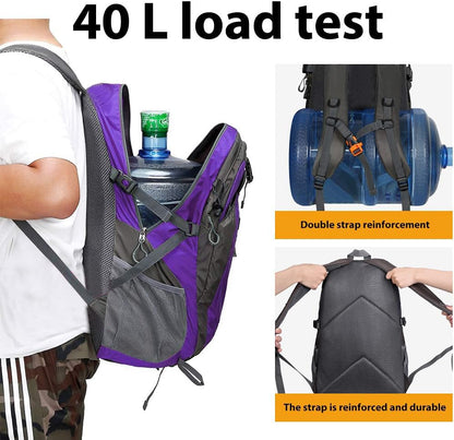 FENGDONG 40L Waterproof Lightweight Outdoor Daypack Hiking,Camping,Travel Backpack for Women Men Purple - color: A6-purple