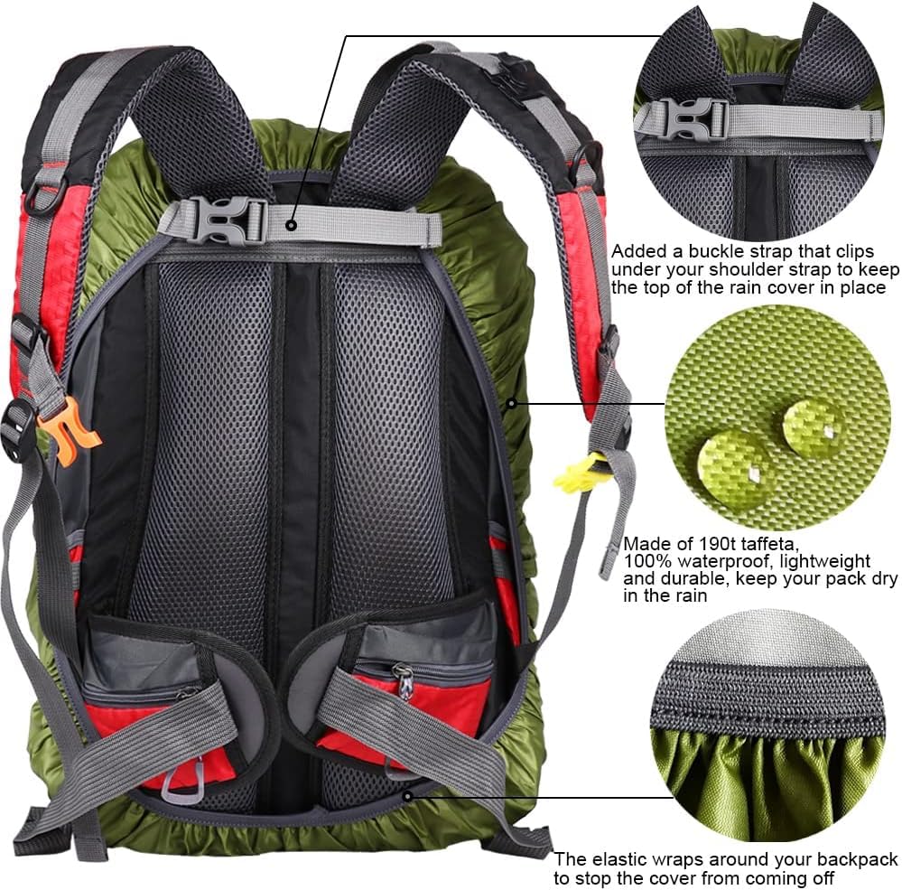 Waterproof Backpack Rain Cover with Anti Slip Buckle Strap for Camping, Hiking, Traveling, Hunting, Biking, 15-80L - color: Green, size: 40L - 50L