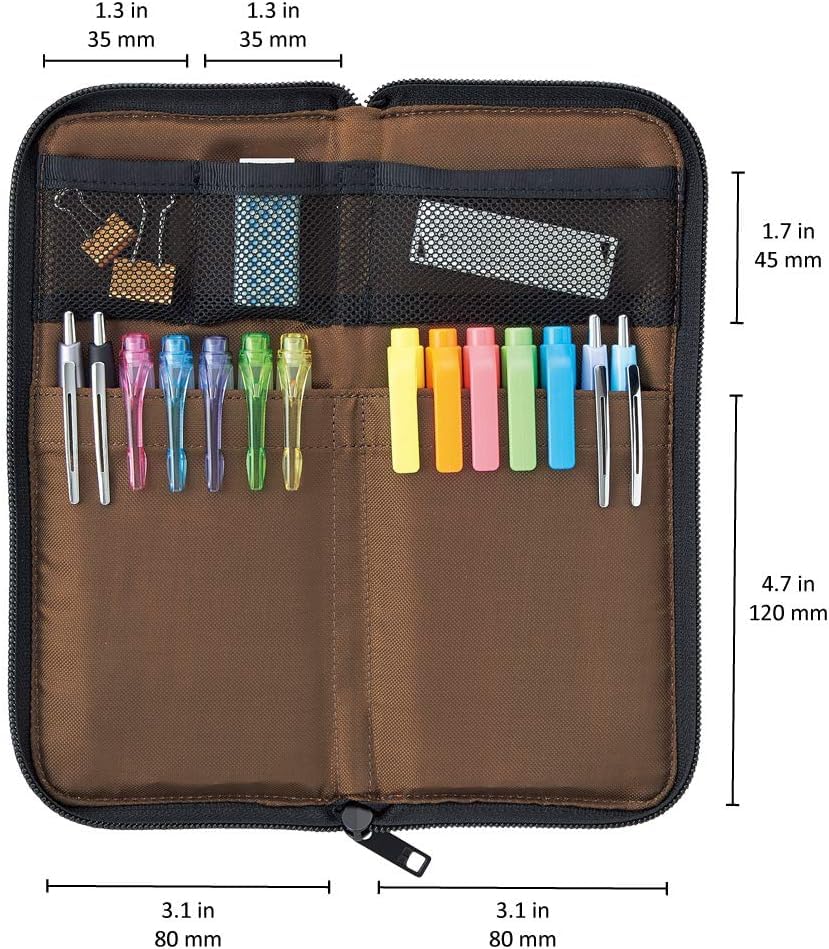 LIHIT LAB Slim Pen/Pencil Pouch, 0.7 × 3.9 × 8.5 Inches, Black (A7652-24) - color: Black, size: 0.7 × 3.9 × 8.5 Inches