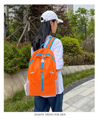 Travel lightweight foldable backpack hiking backpack splash proof compact travel backpack day pack (orange) - color: Orange