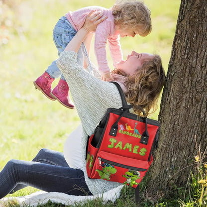 Personalized-Dipaer-Backpack for Baby-Boys Diaper Bag with-Name as Gift-for-Baby Mommy-Backpack - color: Red