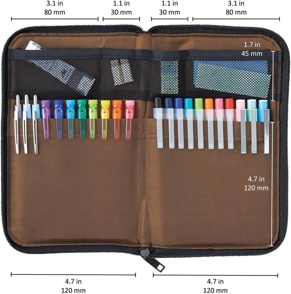 LIHITLAB LAB Slim Pen/Pencil Pouch, Wide, 0.7 × 5.5 × 8.5 Inches, Black (A7653-24) - color: Black, size: 0.7 × 5.5 × 8.5 Inches