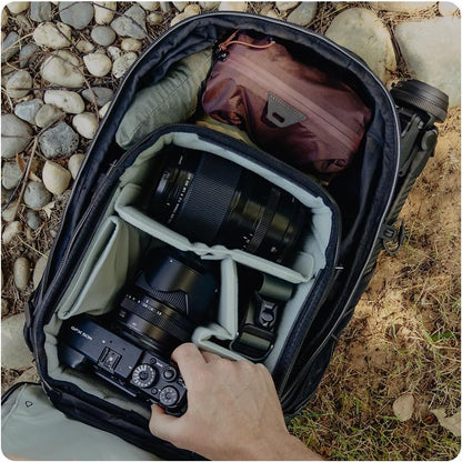Peak Design Outdoor Backpack 18L, Kelp, Compact and Lightweight Frameless Daypack, 270-Degree Rear Zip, Ideal for Day Hikes, Hydration, Camera Carry & Commuting, Versatile Backpack for Men and Women - color: Kelp
